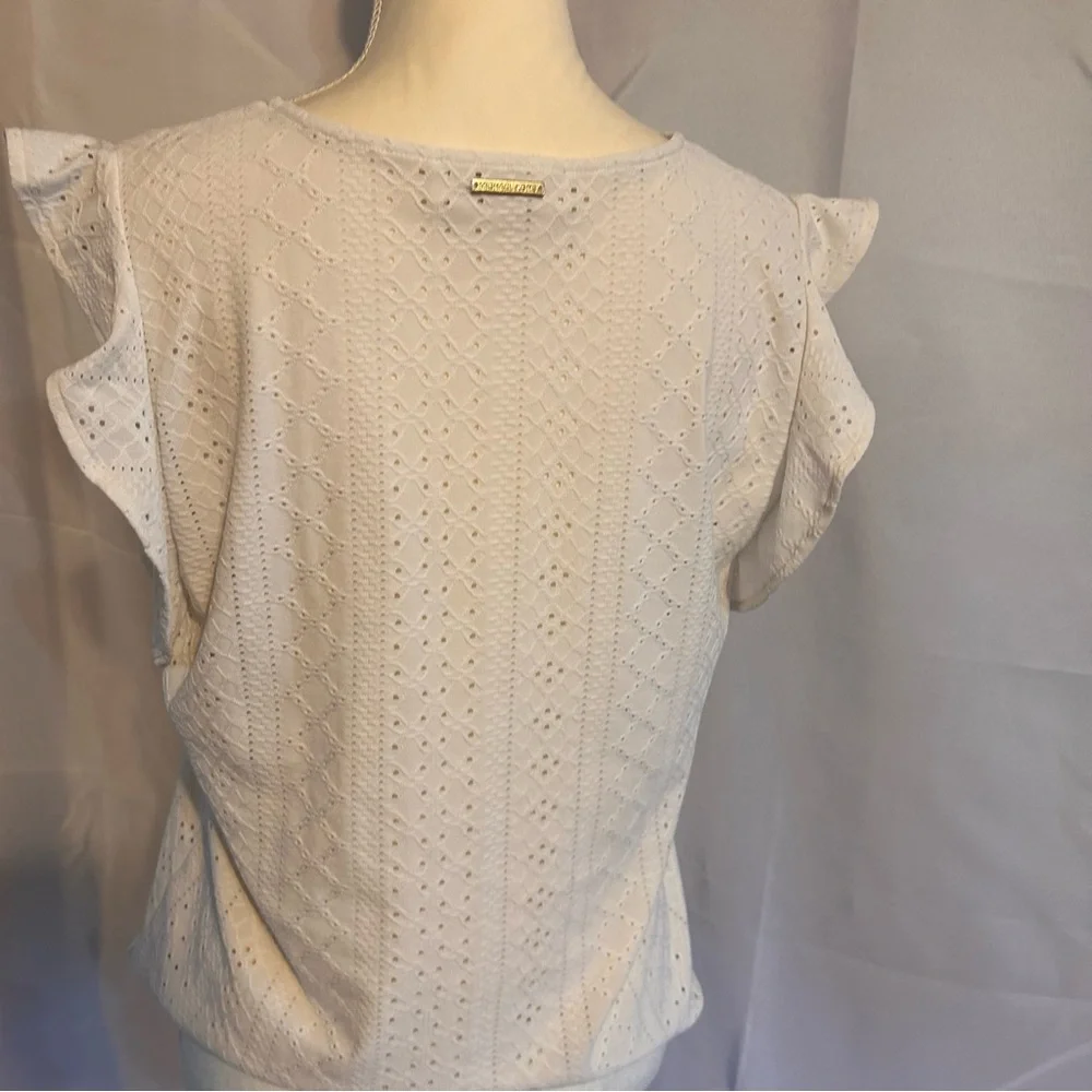 Michael Kors white short sleeved‎ top size medium butterfly sleeves